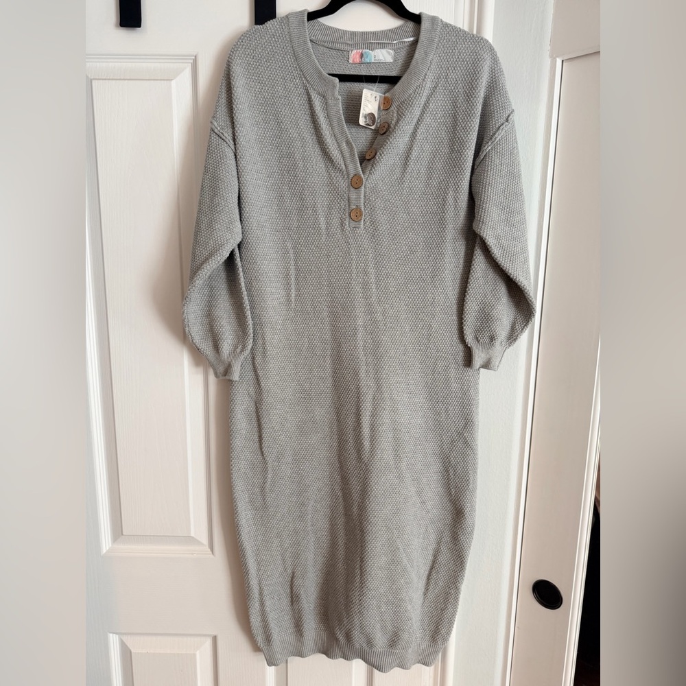 Free People Light Heather Grey Sweater Dress XS